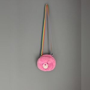 Care Bears Pink Plush Crossbody Bag with Rainbow Strap